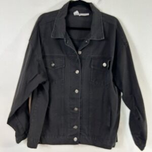 Vintage 80s 90s Black Denim Trucker Jacket Tour De France Made In‎ The USA 2X XL